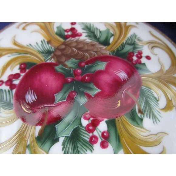 Mikasa Holiday Orchard Round Covered Porcelain Box Retired Japan EUC - Picture 7 of 12